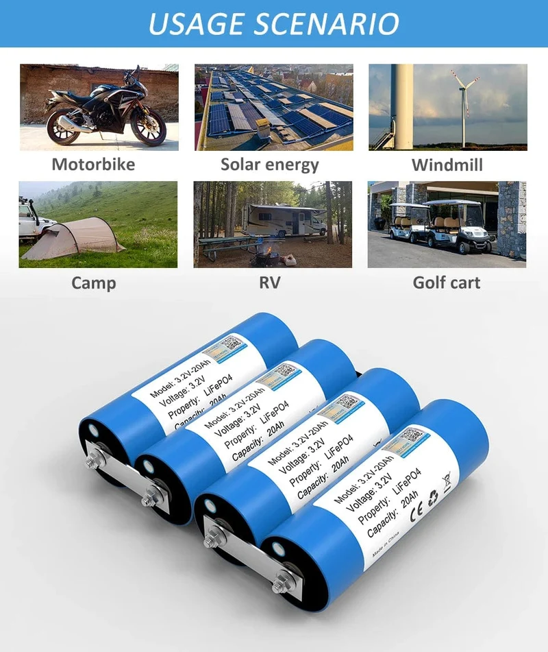 4 Stück 3.2 V 20 Ah Akkupack LiFePO4 C40 Phosphatzelle für 4S 8s 12V 24V Motorrad Auto Motorbatterien Modifikation Klasse A