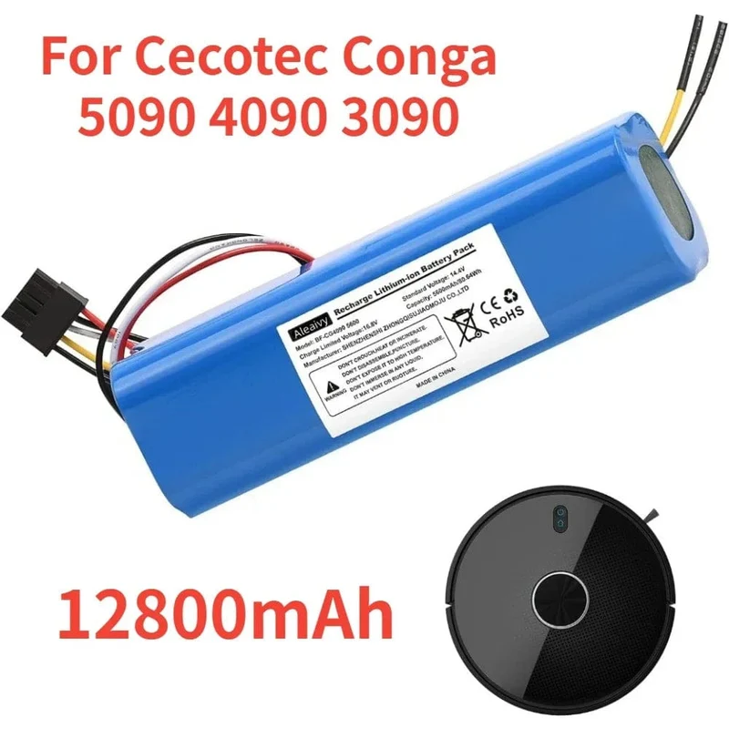 Aleaivy 12800 mAh Li-Ion Akku für CECOTEC CONGA 4090 5090 3090 1690 1890 2090 Roboter-Staubsauger 14.4 V 18650 Akkupacks