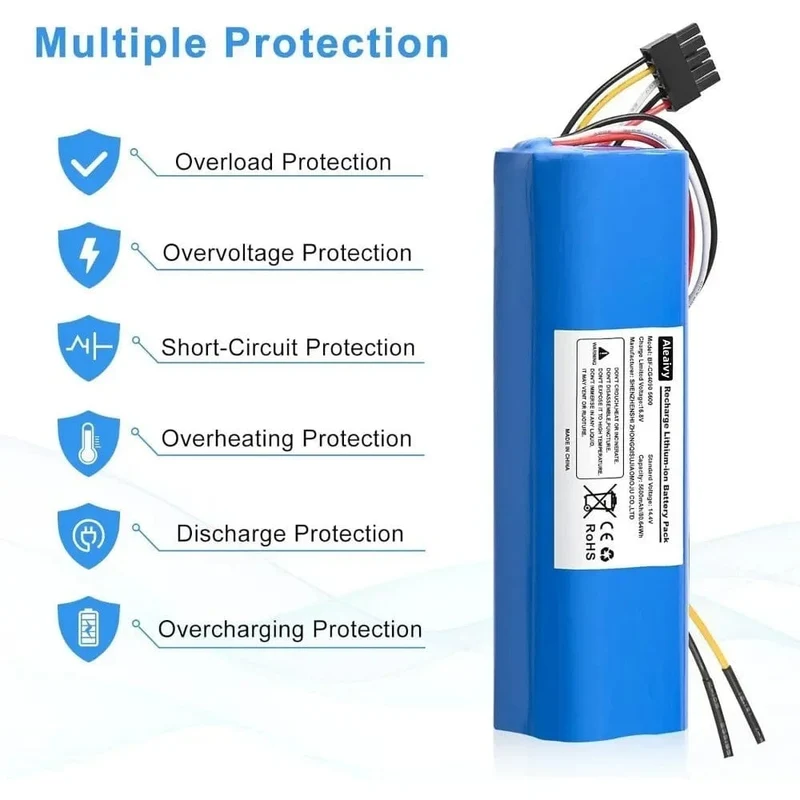 Aleaivy 12800 mAh Li-Ion Akku für CECOTEC CONGA 4090 5090 3090 1690 1890 2090 Roboter-Staubsauger 14.4 V 18650 Akkupacks