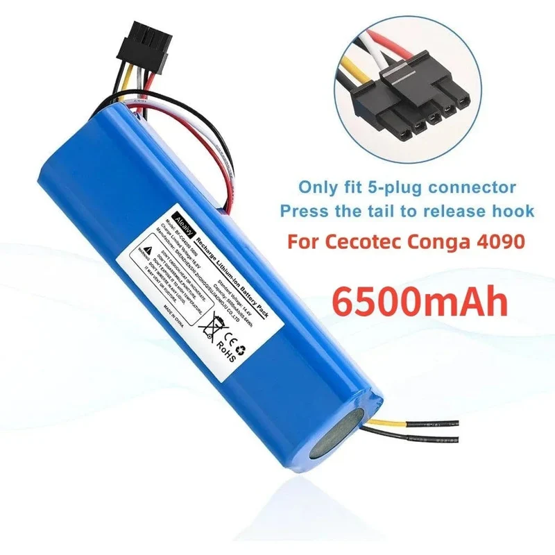 Aleaivy 12800 mAh Li-Ion Akku für CECOTEC CONGA 4090 5090 3090 1690 1890 2090 Roboter-Staubsauger 14.4 V 18650 Akkupacks