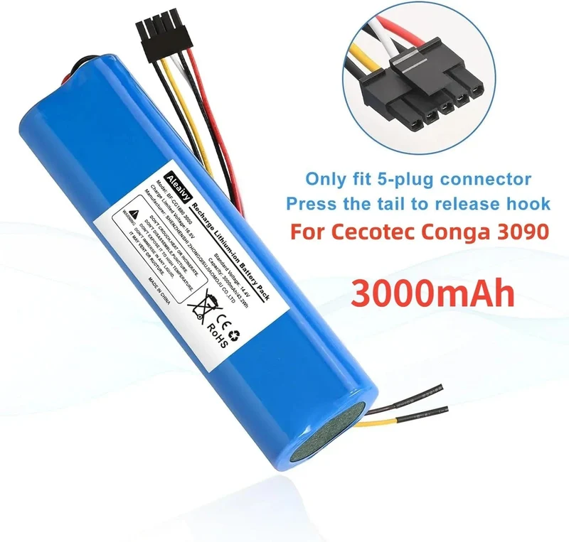 Aleaivy 12800 mAh Li-Ion Akku für CECOTEC CONGA 4090 5090 3090 1690 1890 2090 Roboter-Staubsauger 14.4 V 18650 Akkupacks