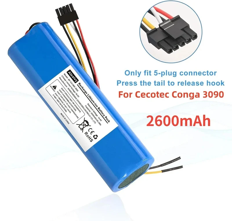 Aleaivy 12800 mAh Li-Ion Akku für CECOTEC CONGA 4090 5090 3090 1690 1890 2090 Roboter-Staubsauger 14.4 V 18650 Akkupacks