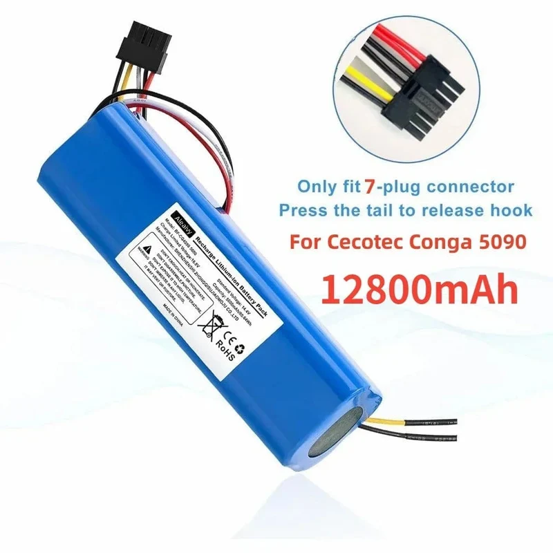 Aleaivy 12800 mAh Li-Ion Akku für CECOTEC CONGA 4090 5090 3090 1690 1890 2090 Roboter-Staubsauger 14.4 V 18650 Akkupacks