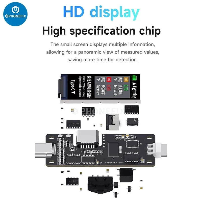Mechaniker T-824 Keine Demontage erforderlich Handy-Heckeinsteckdetektor Digitalanzeige Aktuelle Leistungsprüfung Unabhängiger Pin