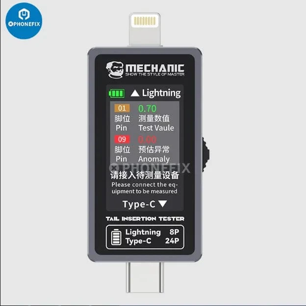 Mechaniker T-824 Keine Demontage erforderlich Handy-Heckeinsteckdetektor Digitalanzeige Aktuelle Leistungsprüfung Unabhängiger Pin