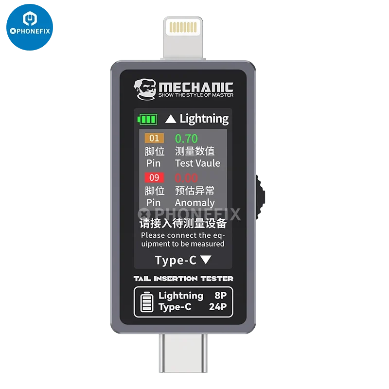 Mechaniker T-824 Keine Demontage erforderlich Handy-Heckeinsteckdetektor Digitalanzeige Aktuelle Leistungsprüfung Unabhängiger Pin
