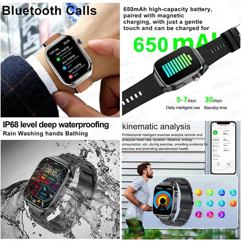 Für HUAWEI Xiaomi Neue Harnsäure Blut Fett Smartwatch EKG Blut Glucose Herz Rate Blutdruck Gesundheit Überwachung Smart Uhr