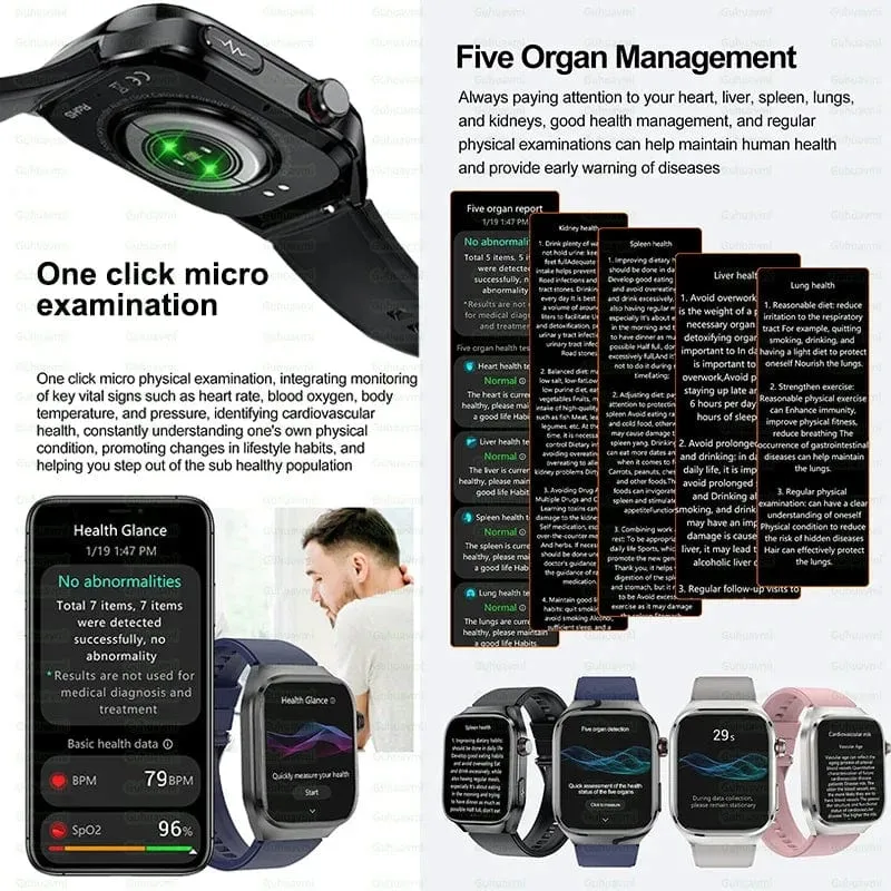 Für HUAWEI Xiaomi Neue Harnsäure Blut Fett Smartwatch EKG Blut Glucose Herz Rate Blutdruck Gesundheit Überwachung Smart Uhr