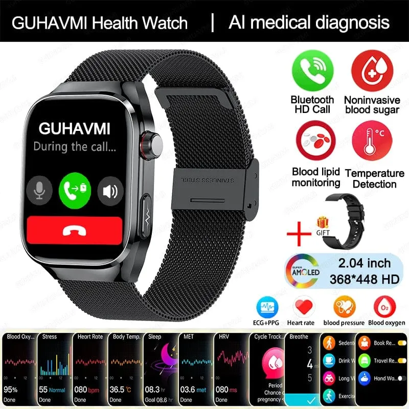 Für HUAWEI Xiaomi Neue Harnsäure Blut Fett Smartwatch EKG Blut Glucose Herz Rate Blutdruck Gesundheit Überwachung Smart Uhr