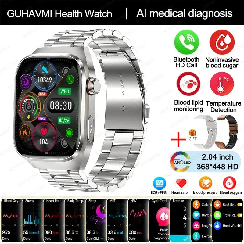 Für HUAWEI Xiaomi Neue Harnsäure Blut Fett Smartwatch EKG Blut Glucose Herz Rate Blutdruck Gesundheit Überwachung Smart Uhr