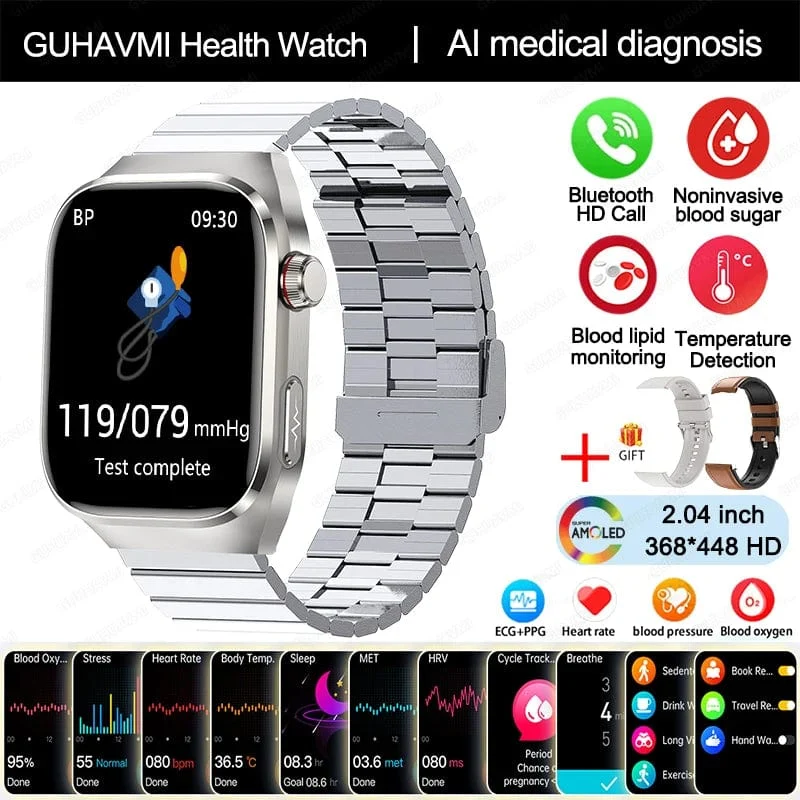 Für HUAWEI Xiaomi Neue Harnsäure Blut Fett Smartwatch EKG Blut Glucose Herz Rate Blutdruck Gesundheit Überwachung Smart Uhr