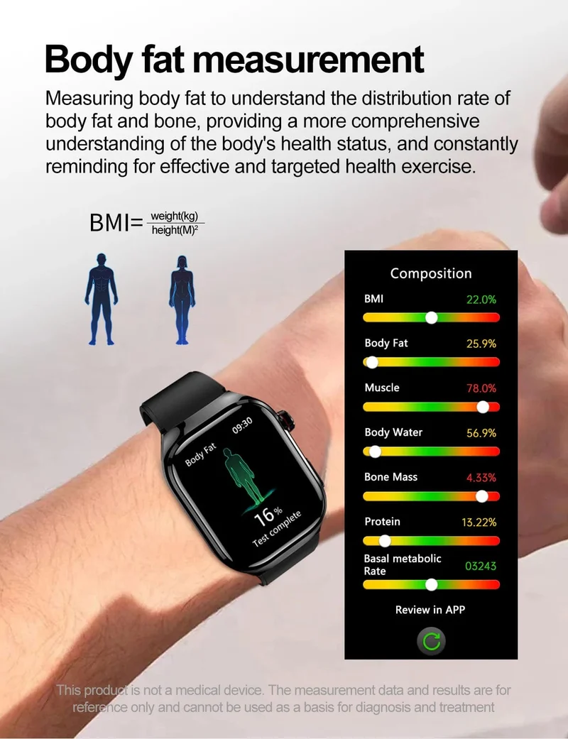 Für HUAWEI Xiaomi Neue Harnsäure Blut Fett Smartwatch EKG Blut Glucose Herz Rate Blutdruck Gesundheit Überwachung Smart Uhr