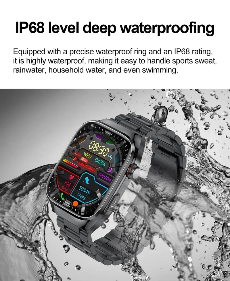 Für HUAWEI Xiaomi Neue Harnsäure Blut Fett Smartwatch EKG Blut Glucose Herz Rate Blutdruck Gesundheit Überwachung Smart Uhr