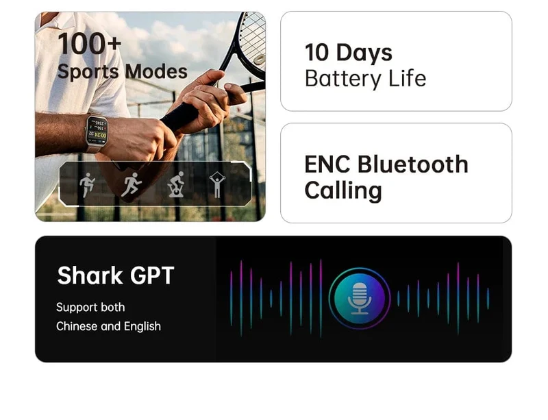 [Weltpremiere] Globale Version BLACKSHARK GT3 Smart Watch 1.96'' Curved Amoled Display Unterstützt Bluetooth-Anrufe Über 100 Sportmodi