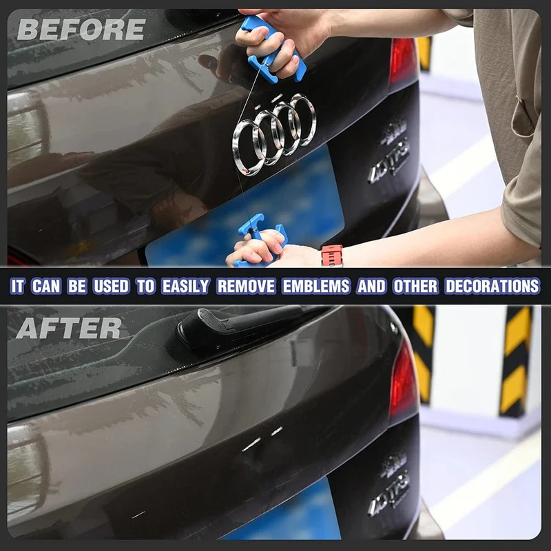FOSHIO Auto-Emblem-Logo-Entferner-Werkzeug Fahrzeugkarosserie-Etikett-Aufkleber-Kleber-Peeling-Reinigung Automotive Spoiler Stripping Knifeless Wire