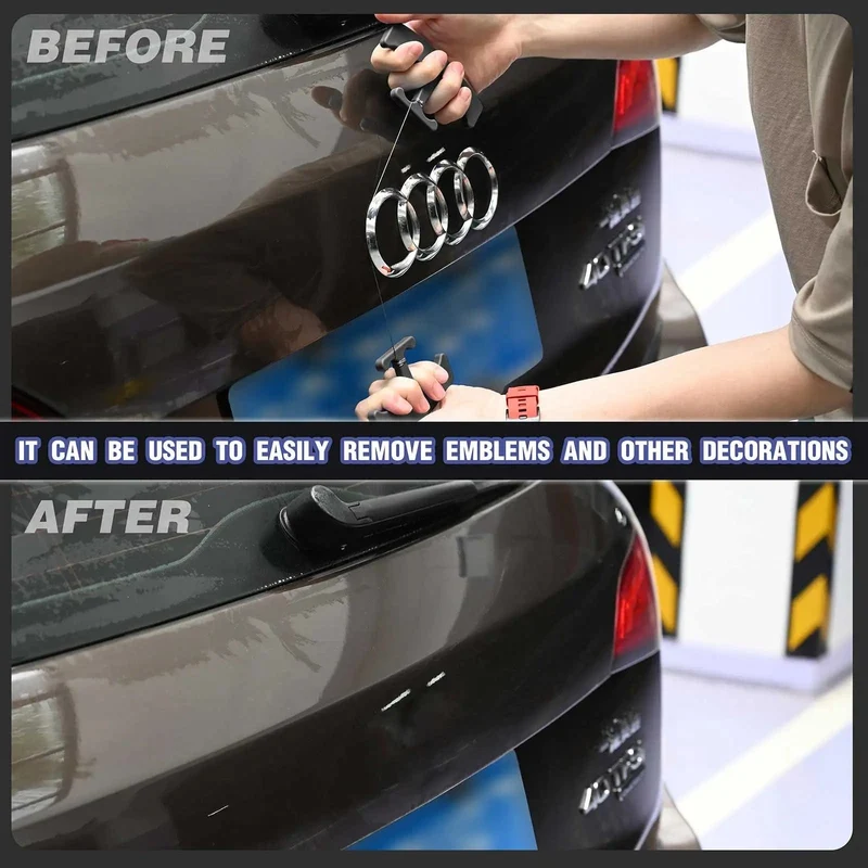 FOSHIO Auto-Emblem-Logo-Entferner-Werkzeug Fahrzeugkarosserie-Etikett-Aufkleber-Kleber-Peeling-Reinigung Automotive Spoiler Stripping Knifeless Wire