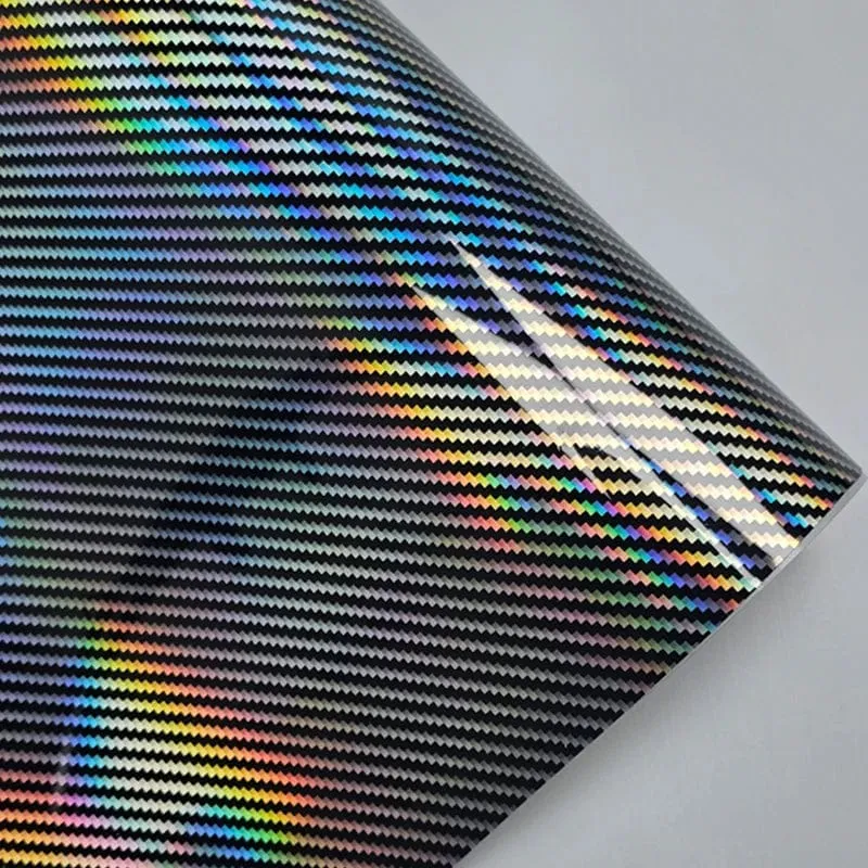 Hochglanz-Laser-Regenbogen-Kohlefaser-rotes Motorrad-Vinyl-Autoaufkleber-Körperaufkleber-Auto-Filmabdeckungen Zubehör Wrap-Folie Stic