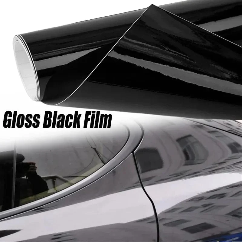 Schwarz glänzende Autokarosseriefolie, Vinyl-Wrap-Aufkleber, selbstklebende Aufkleber, für Motorräder, Fahrräder, Autohaut, Farbwechselfolien, 150 x 50 cm