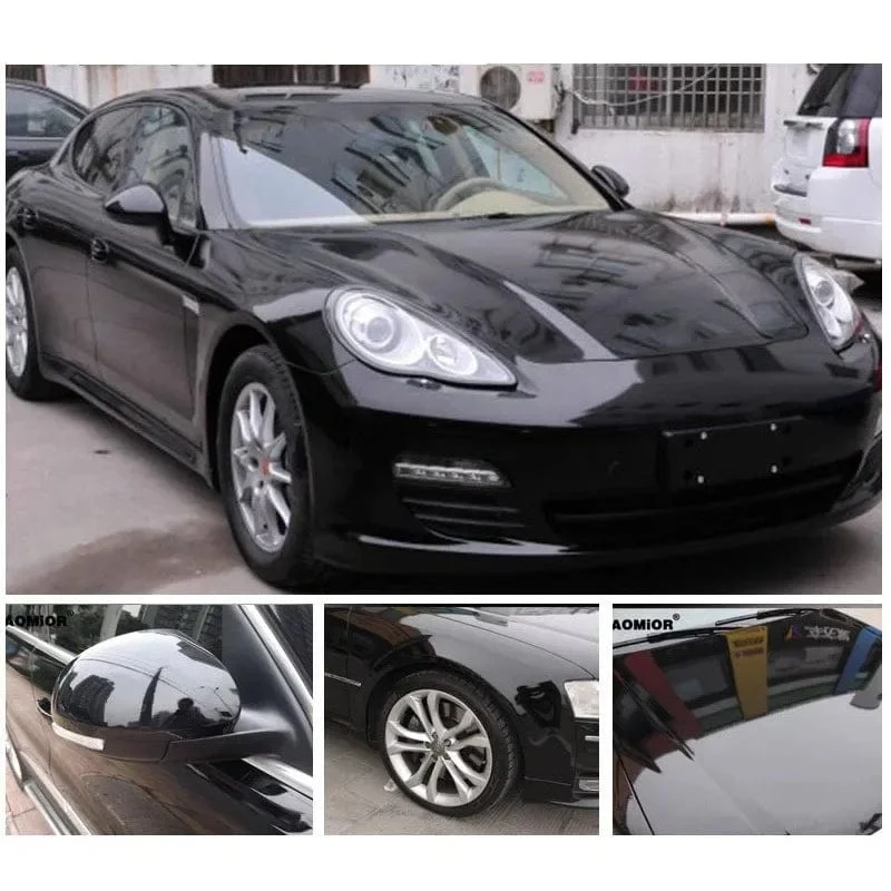 Schwarz glänzende Autokarosseriefolie, Vinyl-Wrap-Aufkleber, selbstklebende Aufkleber, für Motorräder, Fahrräder, Autohaut, Farbwechselfolien, 150 x 50 cm
