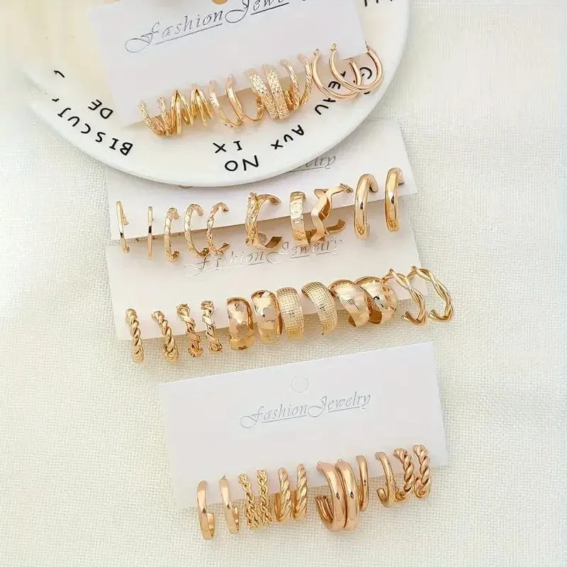 24-paar Vintage-Inspiriert Kleine Creolen Set für Frauen Elegante Geometrische Eisen Ohr Ornamente für Täglichen Tragen Geschenke 2024 Schmuck