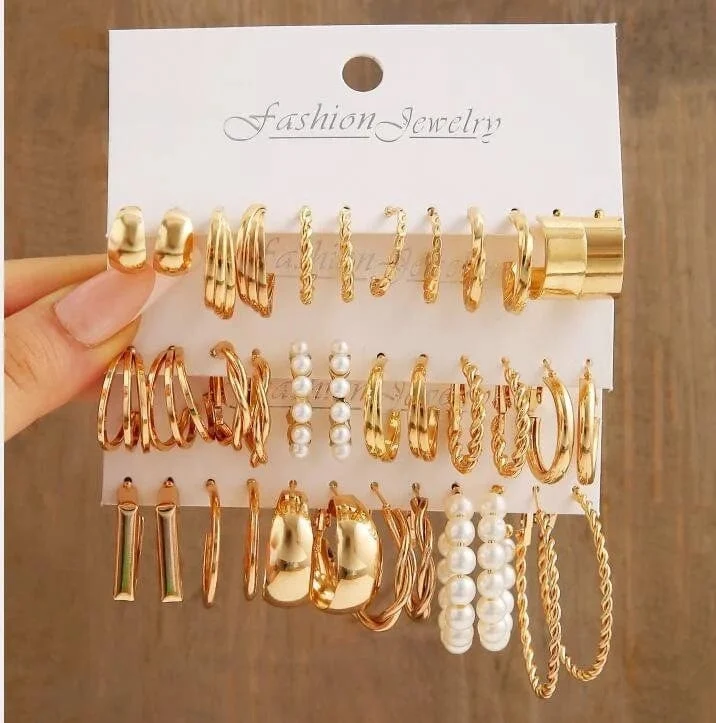 24-paar Vintage-Inspiriert Kleine Creolen Set für Frauen Elegante Geometrische Eisen Ohr Ornamente für Täglichen Tragen Geschenke 2024 Schmuck