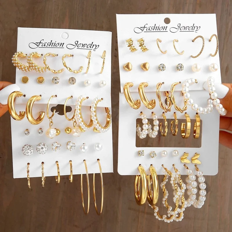 24-paar Vintage-Inspiriert Kleine Creolen Set für Frauen Elegante Geometrische Eisen Ohr Ornamente für Täglichen Tragen Geschenke 2024 Schmuck