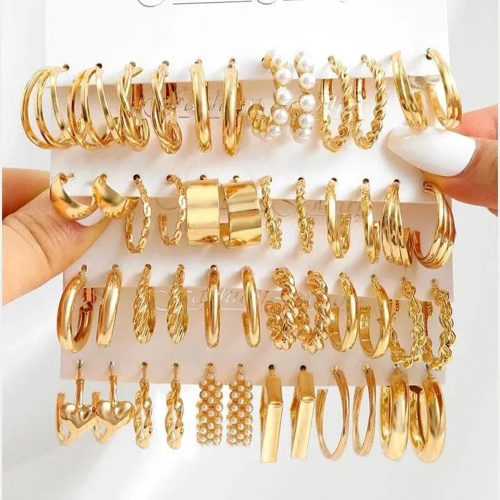 24-paar Vintage-Inspiriert Kleine Creolen Set für Frauen Elegante Geometrische Eisen Ohr Ornamente für Täglichen Tragen Geschenke 2024 Schmuck