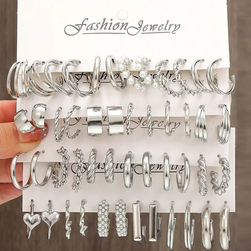 24-paar Vintage-Inspiriert Kleine Creolen Set für Frauen Elegante Geometrische Eisen Ohr Ornamente für Täglichen Tragen Geschenke 2024 Schmuck
