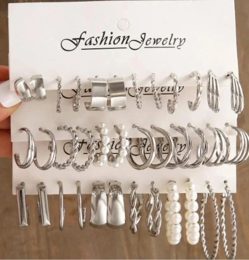 24-paar Vintage-Inspiriert Kleine Creolen Set für Frauen Elegante Geometrische Eisen Ohr Ornamente für Täglichen Tragen Geschenke 2024 Schmuck