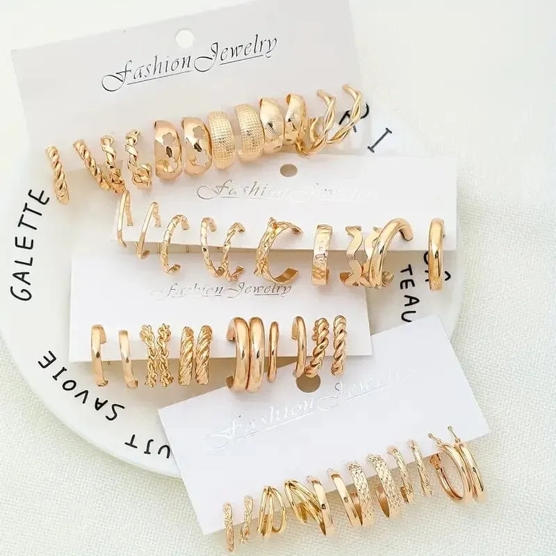 24-paar Vintage-Inspiriert Kleine Creolen Set für Frauen Elegante Geometrische Eisen Ohr Ornamente für Täglichen Tragen Geschenke 2024 Schmuck