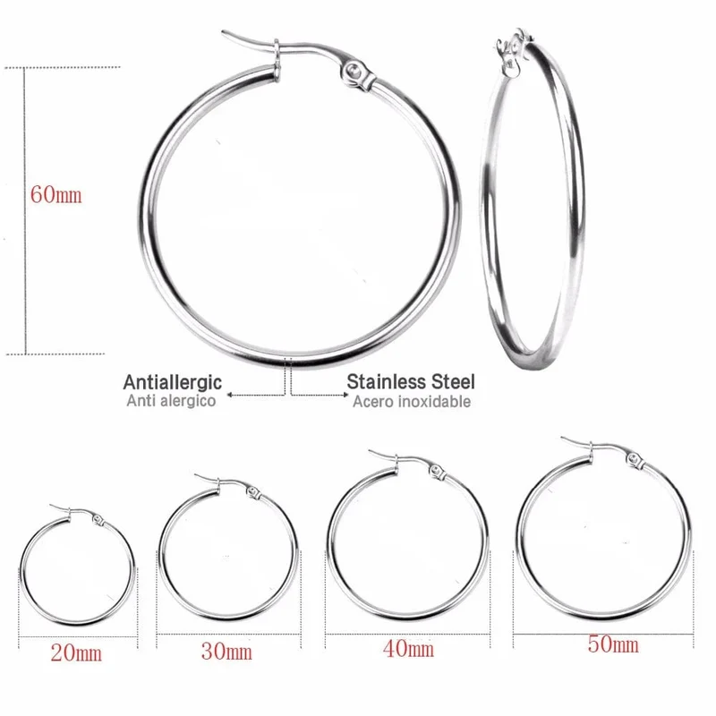 Kleine Große Kreis Frauen Creolen Übertrieben Hoop Ohr Schleife Glatte Ring Runde Ohrring Edelstahl Schmuck Großhandel