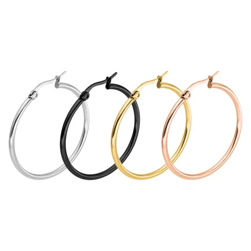 Kleine Große Kreis Frauen Creolen Übertrieben Hoop Ohr Schleife Glatte Ring Runde Ohrring Edelstahl Schmuck Großhandel