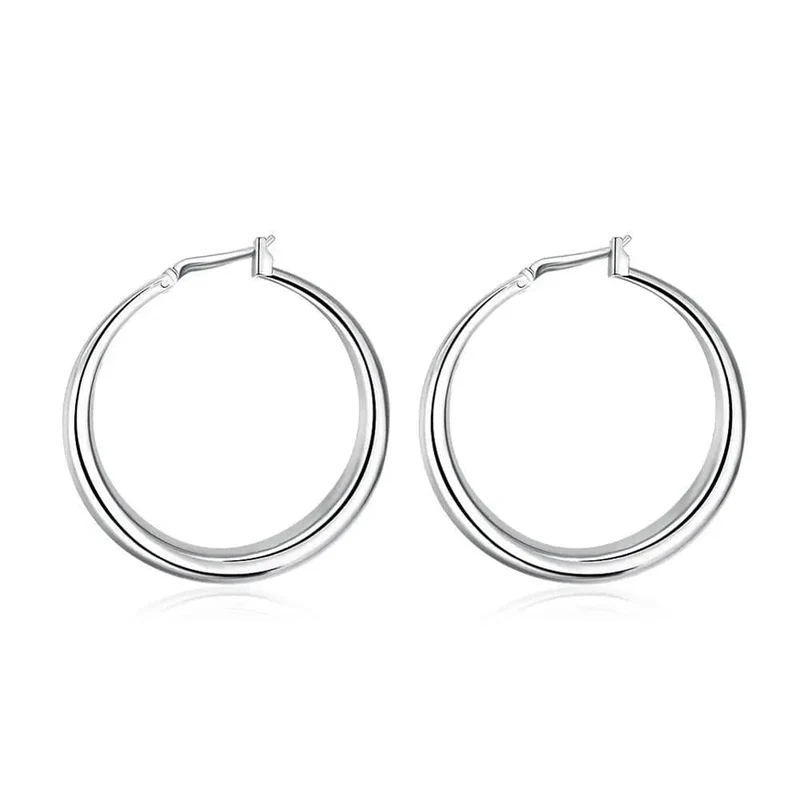 925 Sterling Silber 33mm Großer Kreis Runder Creolenohrring Für Frauen Ungewöhnliche Ohrringe 2022 Trend Weihnachtsschmuck