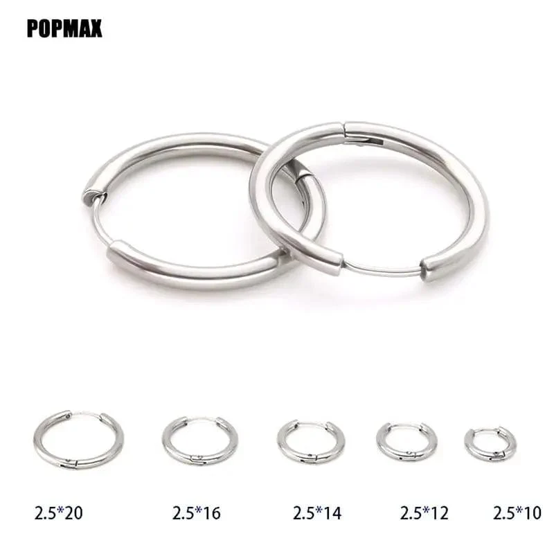 POPMAX Herren-Creolen, Edelstahl, rund, für Damen und Herren, gold- und silberfarben, farbecht, 2er-Pack