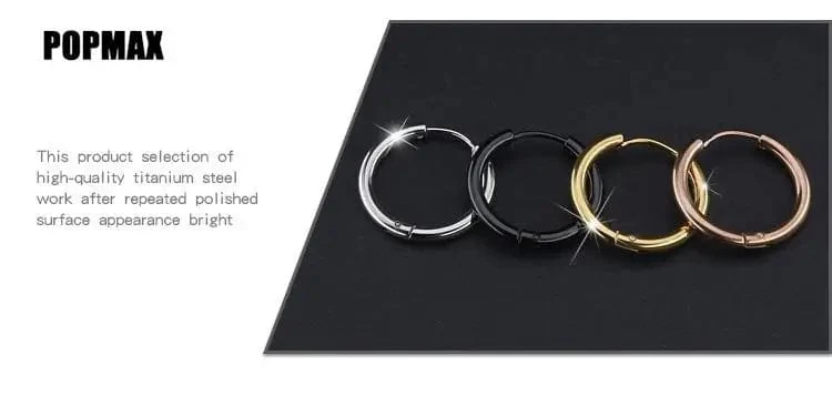 POPMAX Herren-Creolen, Edelstahl, rund, für Damen und Herren, gold- und silberfarben, farbecht, 2er-Pack