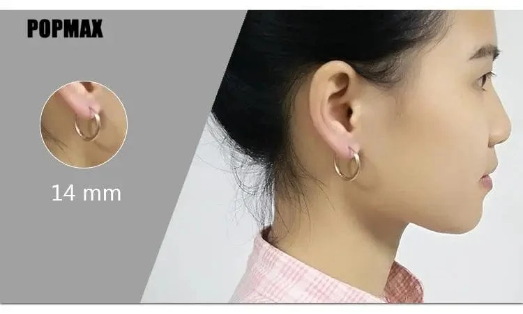 POPMAX Herren-Creolen, Edelstahl, rund, für Damen und Herren, gold- und silberfarben, farbecht, 2er-Pack