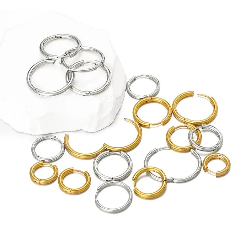 10 stücke Edelstahl Frauen Creolen Männer Punk Ohrringe Hiphop Bijoux Schmuck Geschenke Mode Huggie Zubehör Liefert