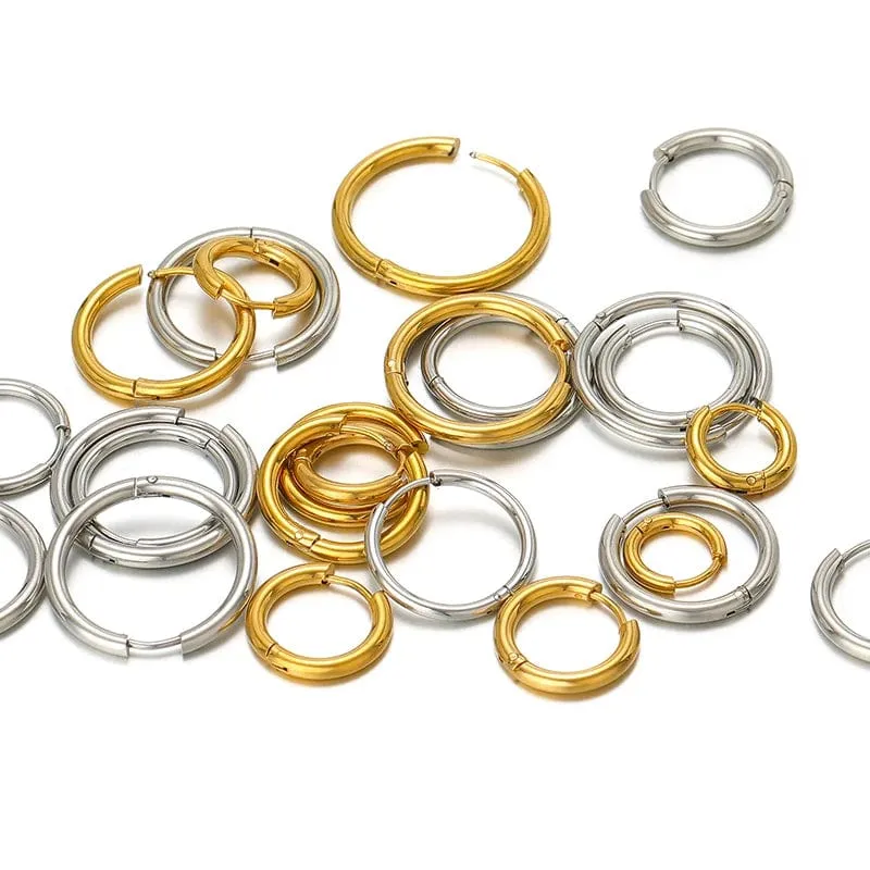 10 stücke Edelstahl Frauen Creolen Männer Punk Ohrringe Hiphop Bijoux Schmuck Geschenke Mode Huggie Zubehör Liefert
