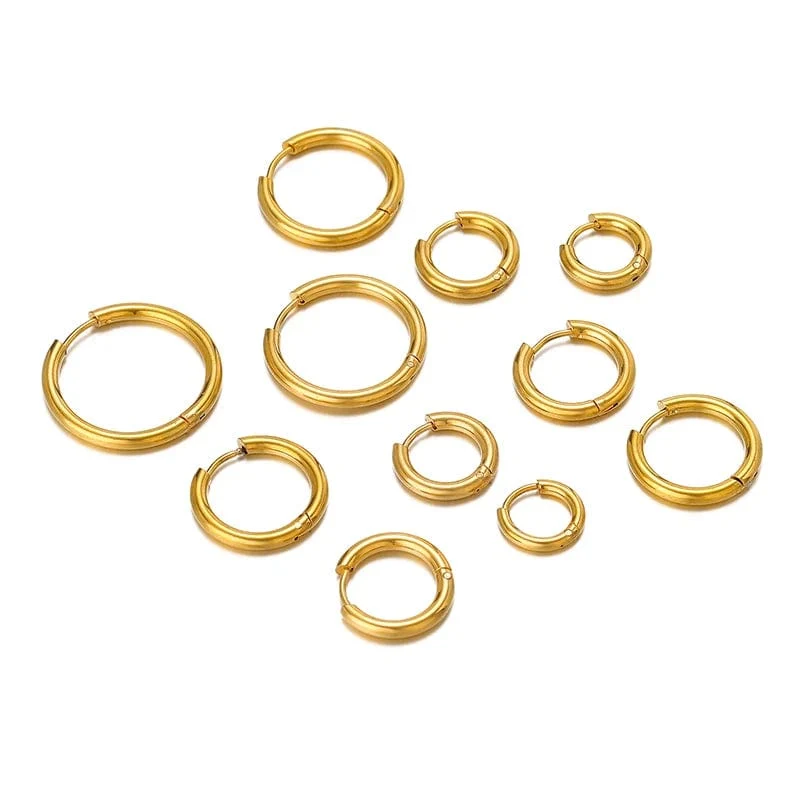 10 stücke Edelstahl Frauen Creolen Männer Punk Ohrringe Hiphop Bijoux Schmuck Geschenke Mode Huggie Zubehör Liefert
