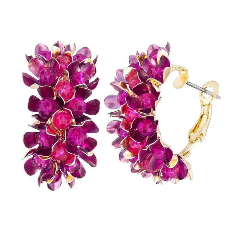 Wgoud Neue Design Marke Bunte Metall Blume Hoop Ohrring Für Frauen Mode Persönlichkeit Bunte Floral Schmuck Geschenk
