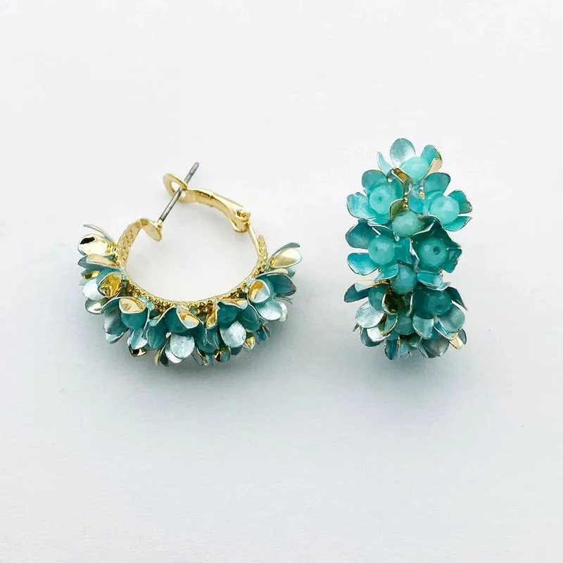 Wgoud Neue Design Marke Bunte Metall Blume Hoop Ohrring Für Frauen Mode Persönlichkeit Bunte Floral Schmuck Geschenk