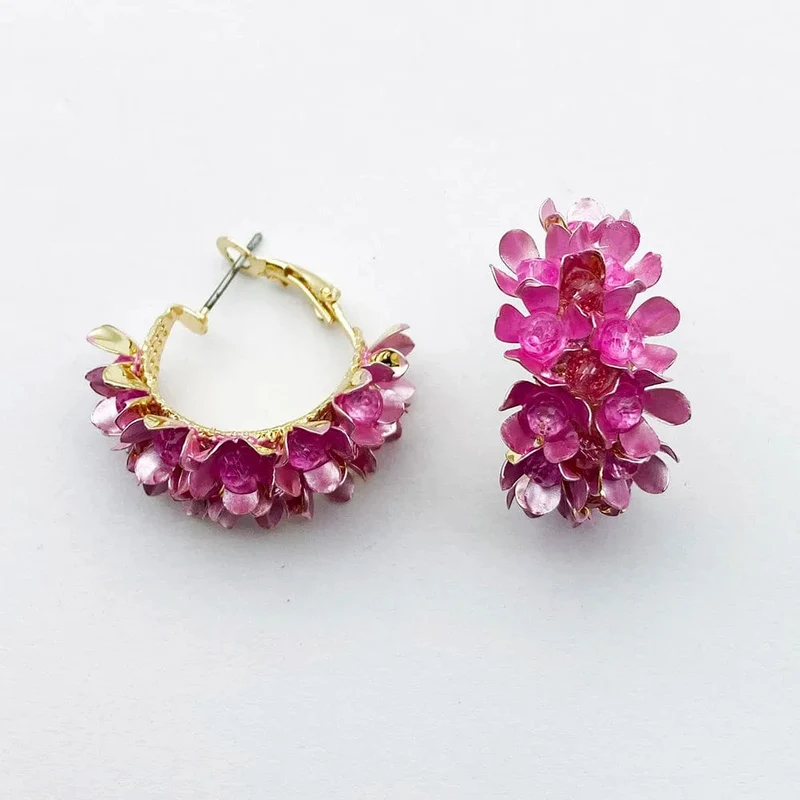 Wgoud Neue Design Marke Bunte Metall Blume Hoop Ohrring Für Frauen Mode Persönlichkeit Bunte Floral Schmuck Geschenk