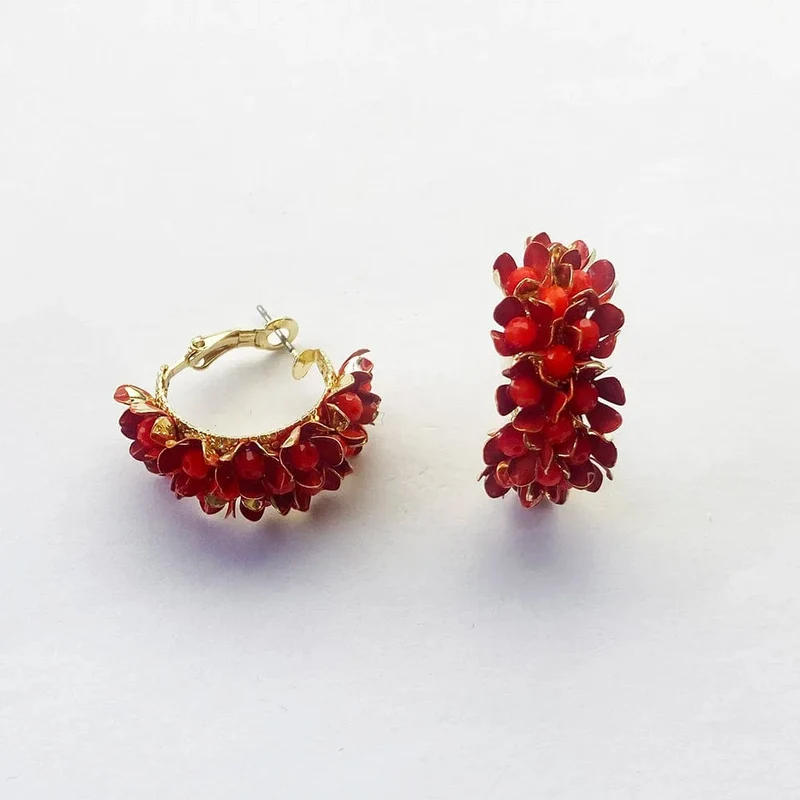 Wgoud Neue Design Marke Bunte Metall Blume Hoop Ohrring Für Frauen Mode Persönlichkeit Bunte Floral Schmuck Geschenk