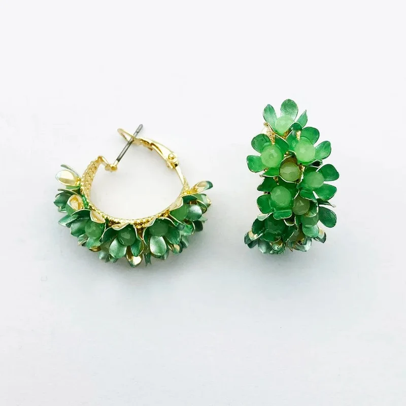 Wgoud Neue Design Marke Bunte Metall Blume Hoop Ohrring Für Frauen Mode Persönlichkeit Bunte Floral Schmuck Geschenk