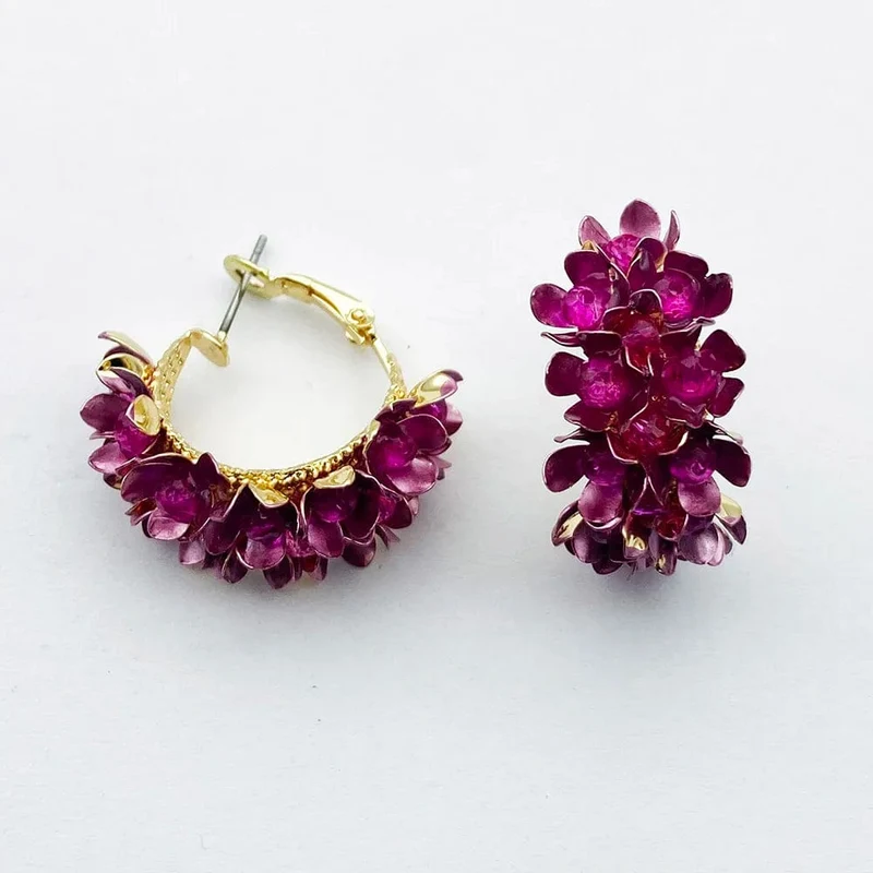 Wgoud Neue Design Marke Bunte Metall Blume Hoop Ohrring Für Frauen Mode Persönlichkeit Bunte Floral Schmuck Geschenk