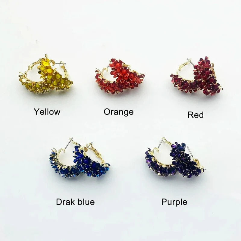 Wgoud Neue Design Marke Bunte Metall Blume Hoop Ohrring Für Frauen Mode Persönlichkeit Bunte Floral Schmuck Geschenk