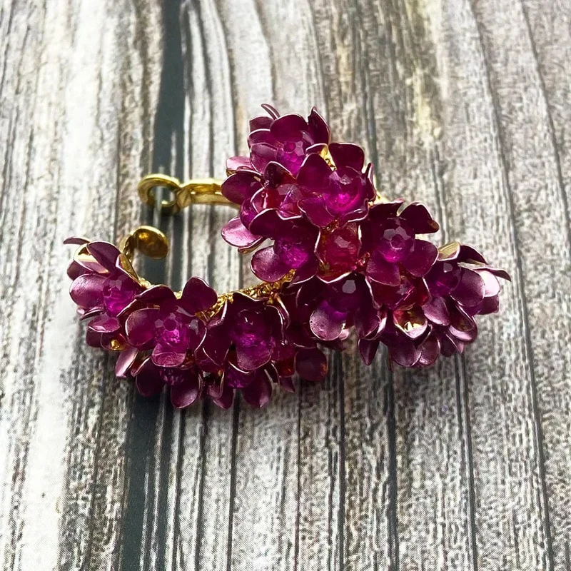 Wgoud Neue Design Marke Bunte Metall Blume Hoop Ohrring Für Frauen Mode Persönlichkeit Bunte Floral Schmuck Geschenk