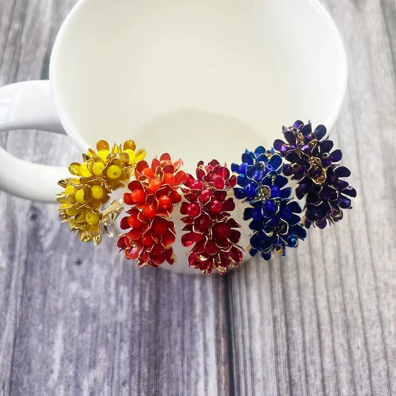Wgoud Neue Design Marke Bunte Metall Blume Hoop Ohrring Für Frauen Mode Persönlichkeit Bunte Floral Schmuck Geschenk