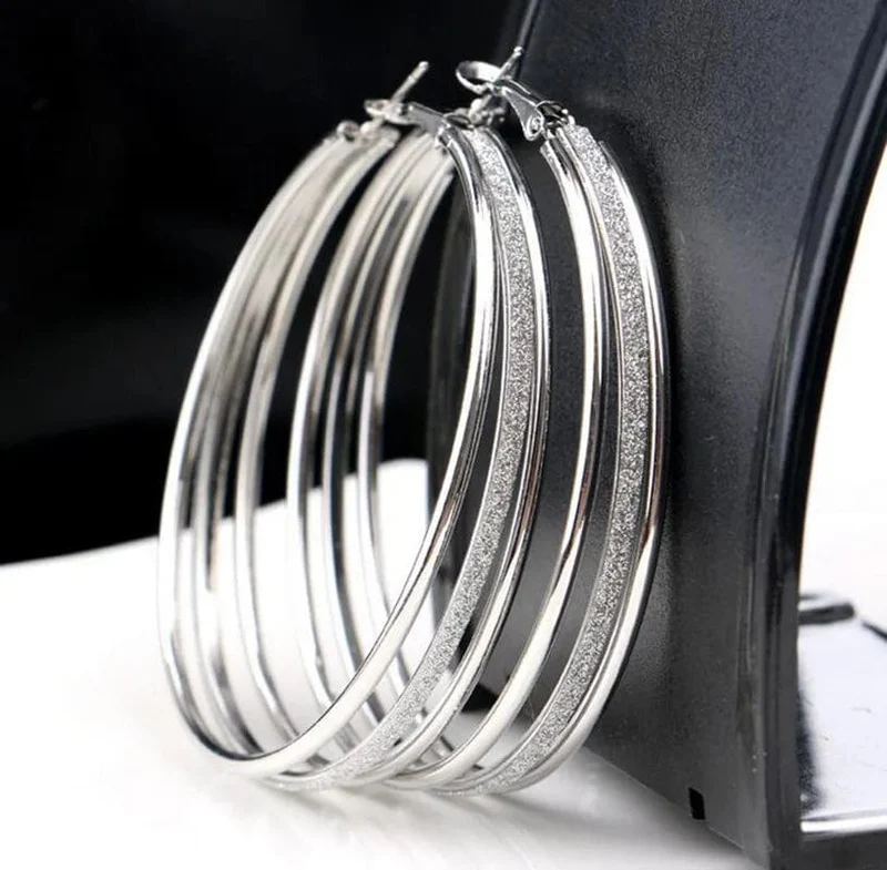 1 Paar klassische runde große Creolen mit runder Schleife, Kreis, Gothic-Punk-Creolen, große Ohrringe für Damen, Modeschmuck