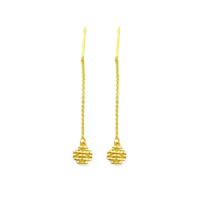 Echte K-Gold-Tropfen-Klee-Ohrringe, schlichtes Design für Frauen, Quasten-Ohrringe, edler Schmuck, Glücksschmuck, Geburtstagsgeschenke
